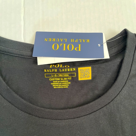 Men's (L) POLO-RALPH LAUREN Black Equestrian CREST Logo T-Shirt Custom Slim Fit - Picture 4 of 4